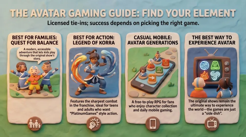 A collection of Avatar: The Last Airbender and Legend of Korra video games