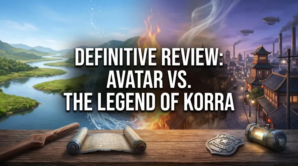 Aang and Korra side by side, representing the original series and its sequel