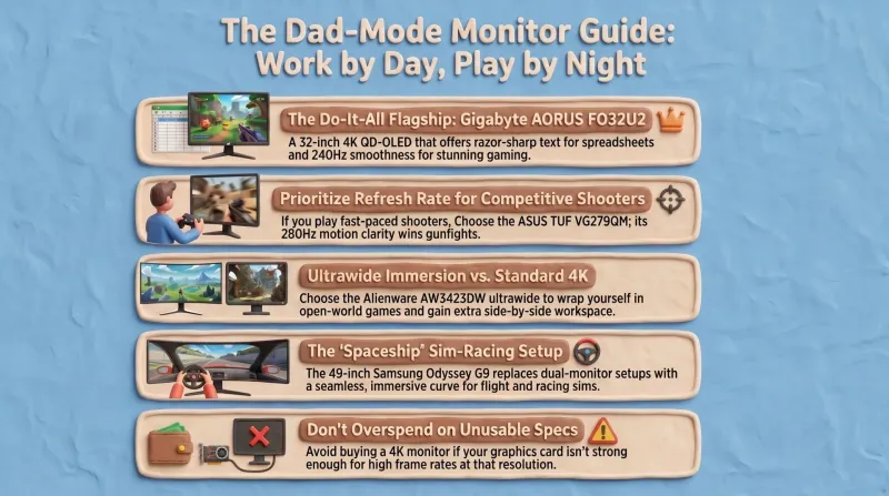 Best Gaming Monitors for Dads (2026 Buyer's Guide)