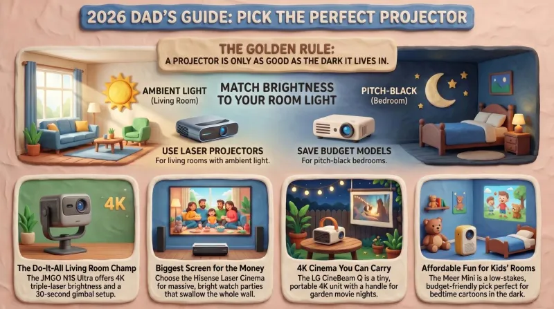 Best Home Theater Projectors for Movie-Night Dads (2026 Buyer's Guide)