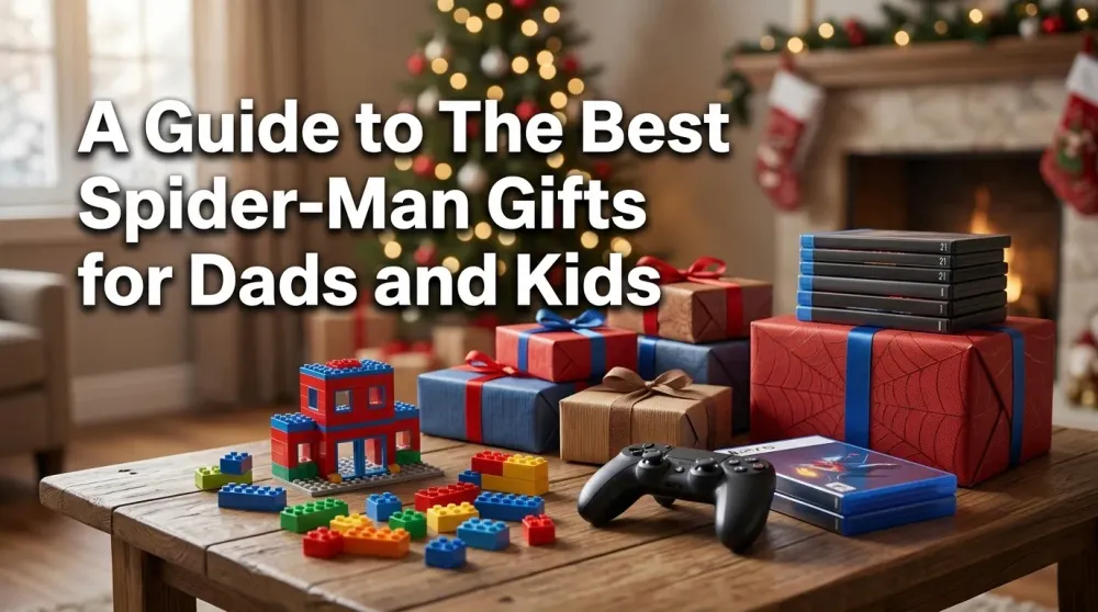 A spread of the best Spider-Man gifts — the LEGO Daily Bugle, the PS5 games and the Blu-ray box sets