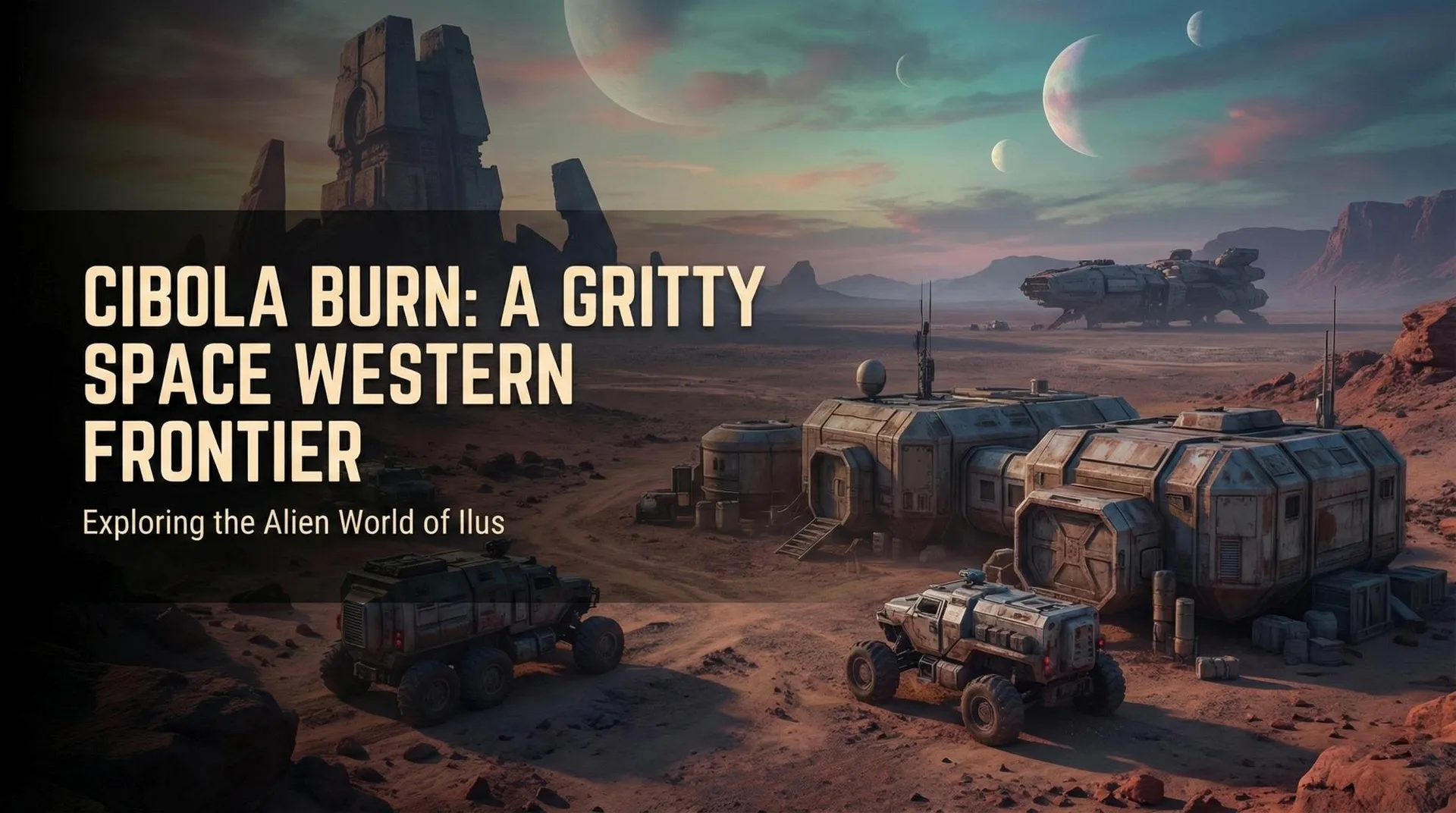 Cibola Burn book cover featuring a futuristic structure on an alien landscape