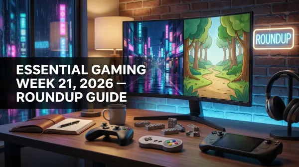Gaming week 21 2026 collage – Forza Horizon 6 Japan map, Yoshi storybook, Coffee Talk Tokyo cafe, LEGO Batman Gotham