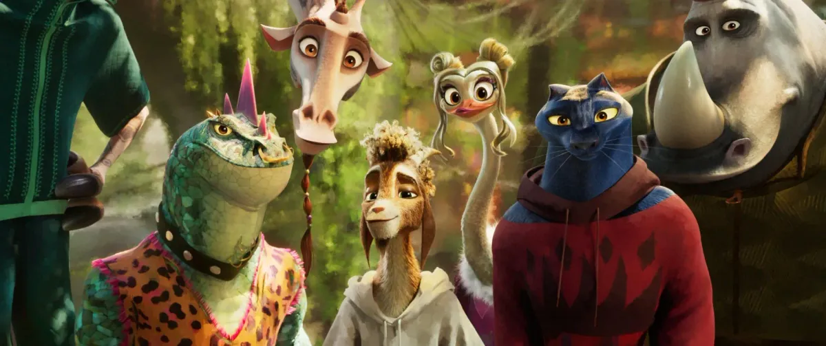The full roarball team ensemble cast of animal characters in GOAT (2026)