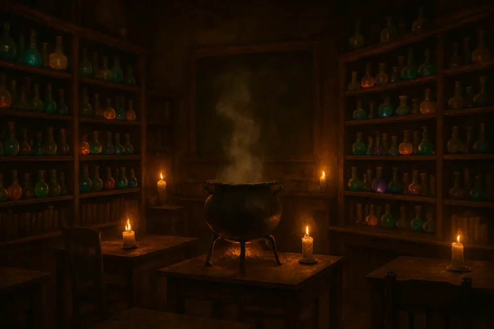 Harry and Dumbledore in the crystal cave seeking a Horcrux in Half-Blood Prince (2009)