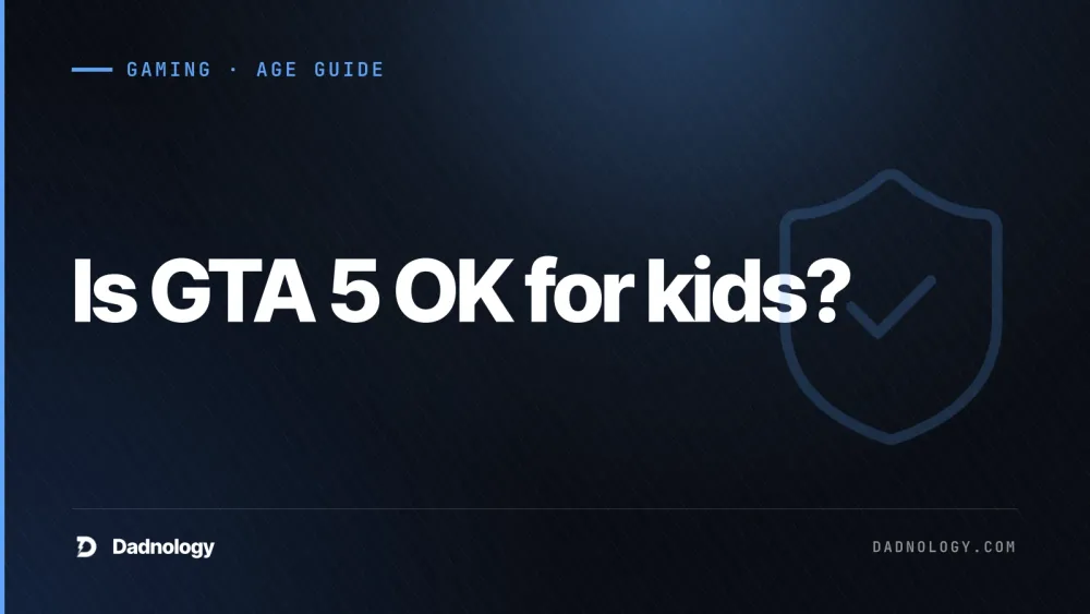 Dadnology title card: Is GTA 5 OK for kids? What's actually in the game, mission by mission