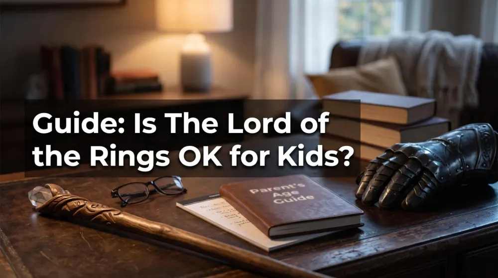A parent and child watching The Lord of the Rings together on a sofa