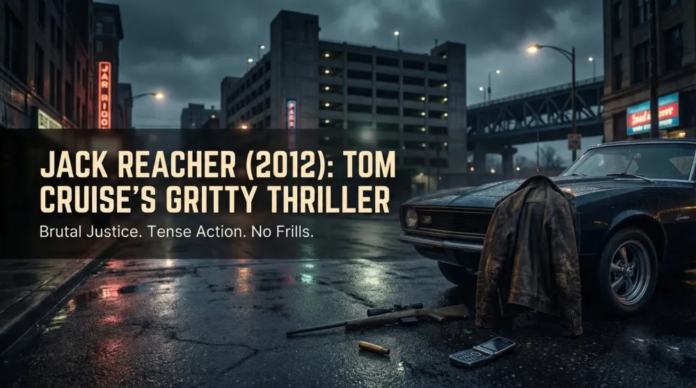 Tom Cruise as Jack Reacher walking with intense expression