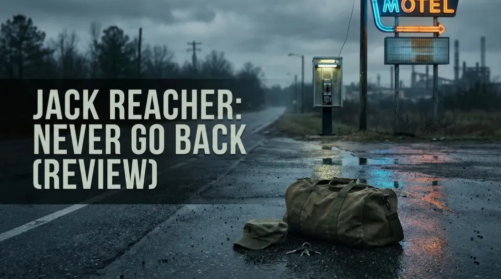 Tom Cruise as Jack Reacher walking with intensity