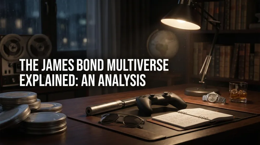 James Bond's gun-barrel logo splitting into multiple parallel versions across film and game