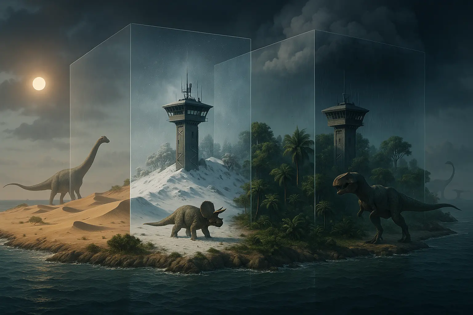 The Camp Cretaceous survivors stranded on the mysterious Mantah Corp island