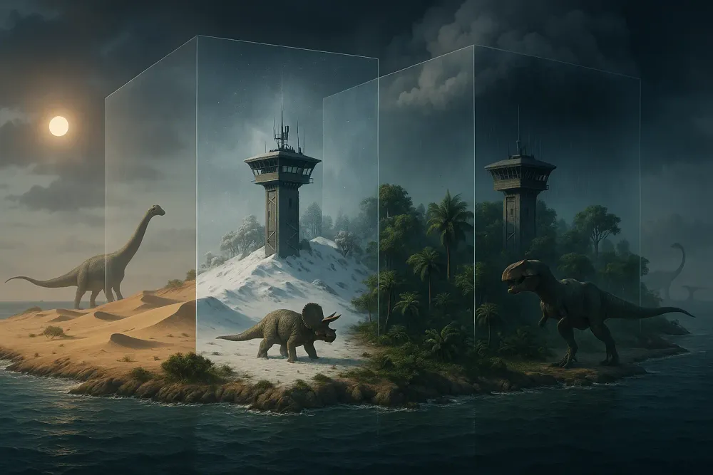 The Camp Cretaceous survivors stranded on the mysterious Mantah Corp island