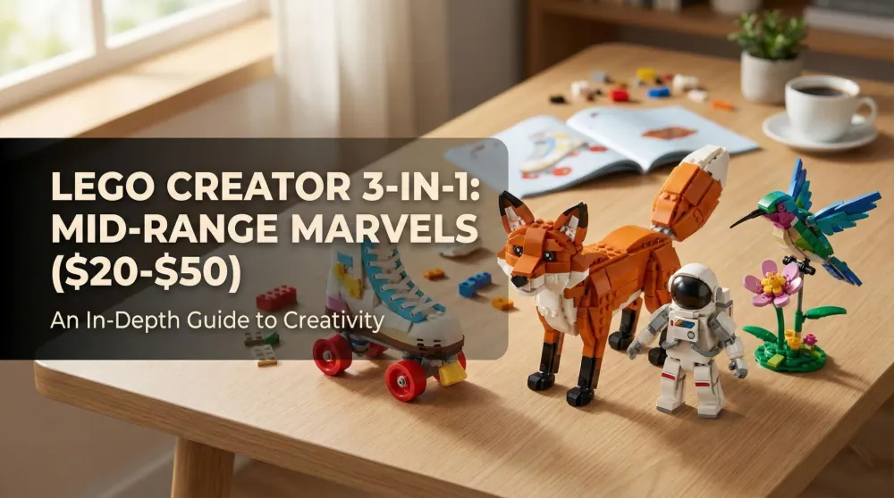 Variety of LEGO Creator 3-in-1 mid-range sets including animals and space themes