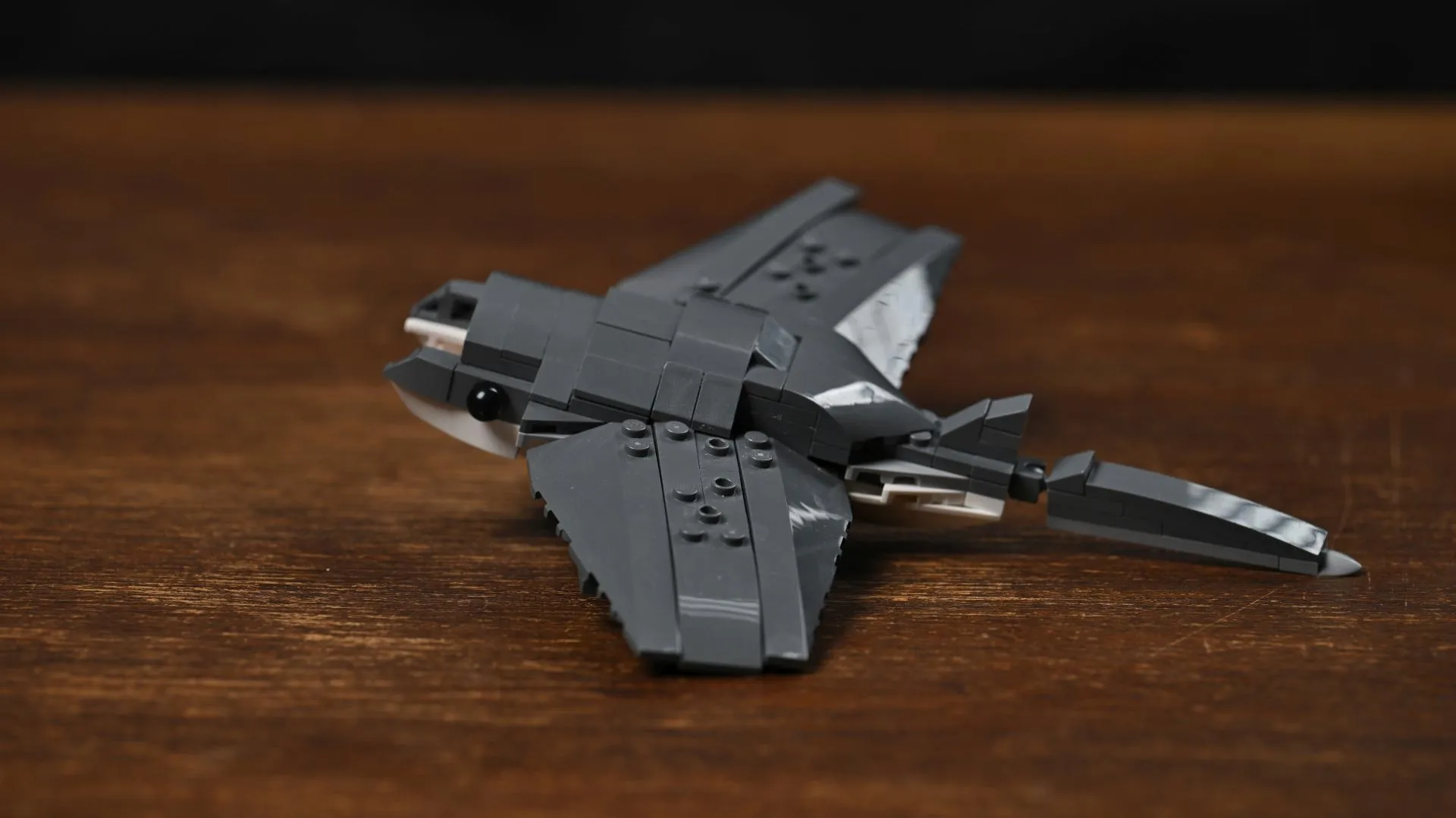 The manta ray alternate build of the LEGO Creator Fierce Shark (31381) set, photographed on a wooden table