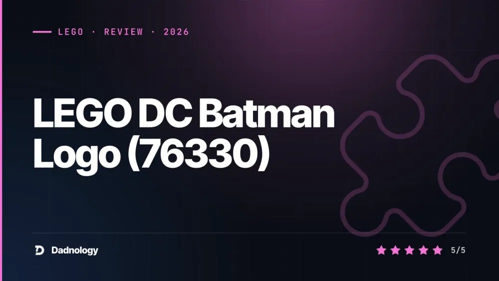 Dadnology title card: LEGO DC Batman Logo (76330) review: The bat-signal on your shelf