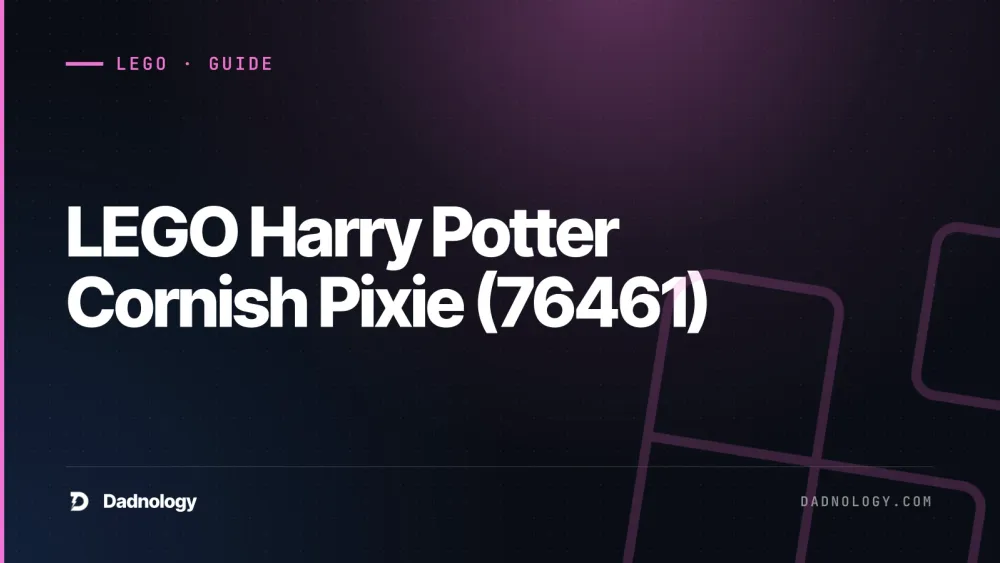 Dadnology title card: LEGO Harry Potter Cornish Pixie (76461) review - Shelf mischief