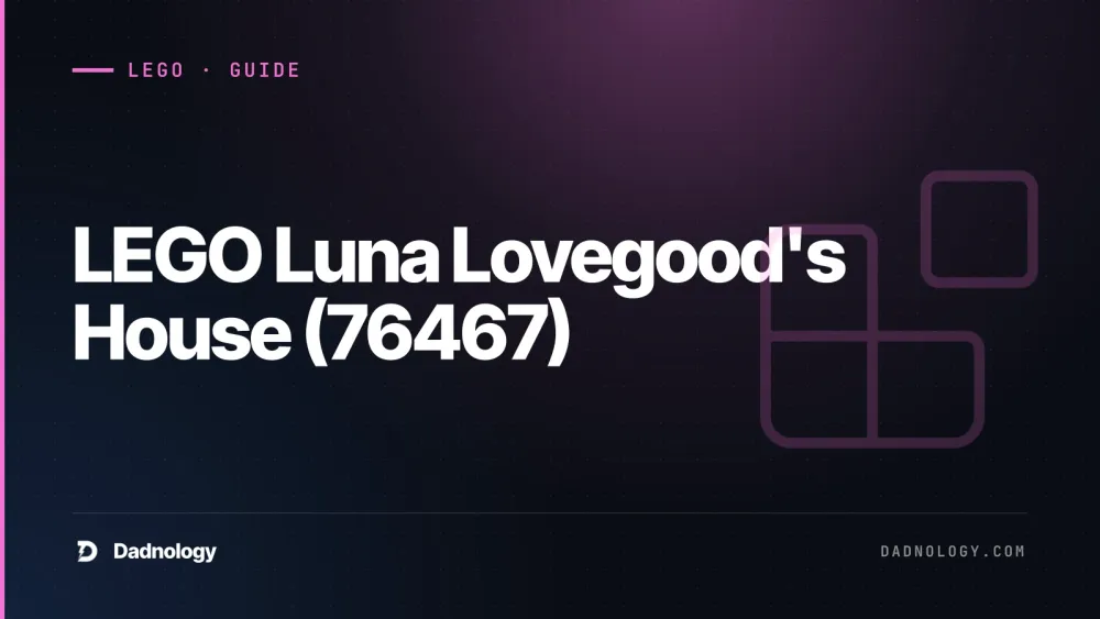 Dadnology title card: LEGO Luna Lovegood's House (76467) - The tower of quirk