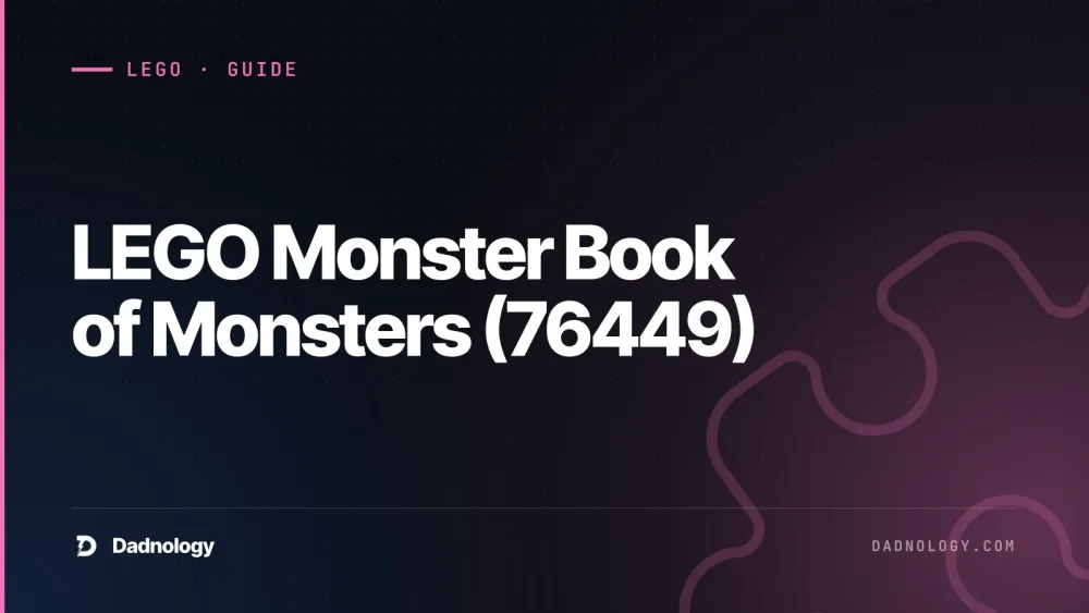 Dadnology title card: LEGO Monster Book of Monsters (76449) - The book that bites