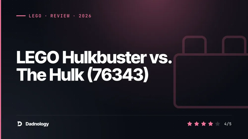 Dadnology title card: LEGO Hulkbuster vs. The Hulk (76343) review: Big fight, small box