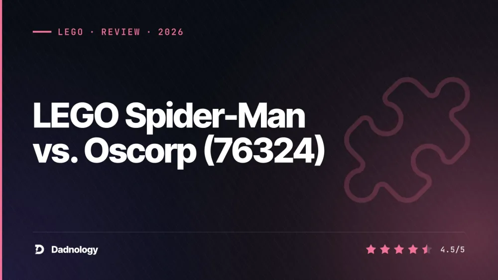 Dadnology title card: LEGO Spider-Man vs. Oscorp (76324) review: Street-level Spidey