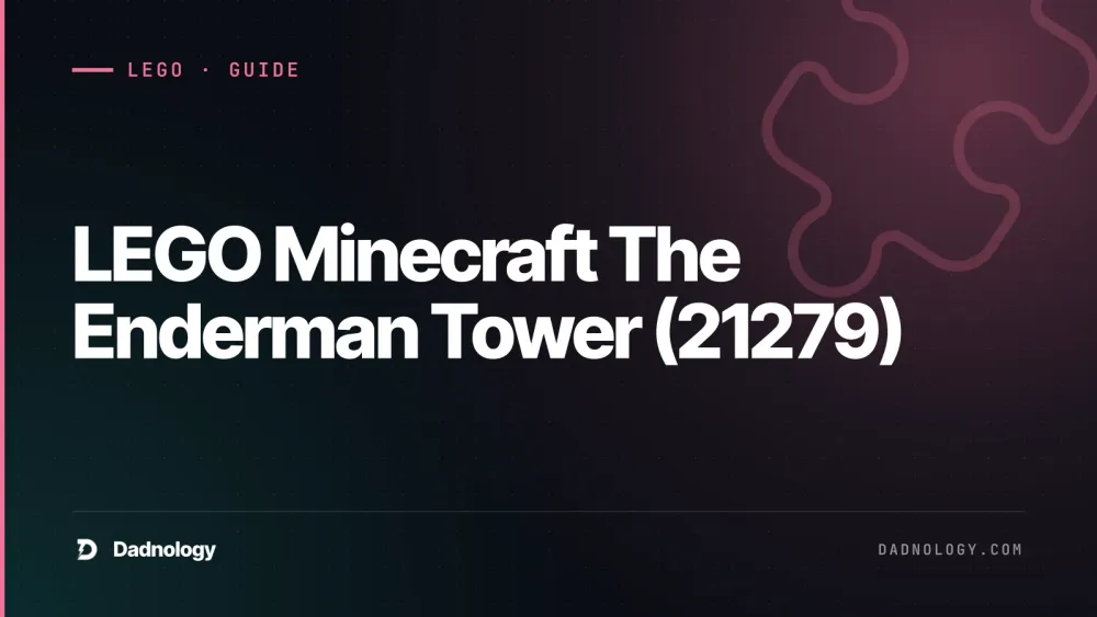 Dadnology title card: LEGO Minecraft The Enderman Tower (21279) - Two toys in one