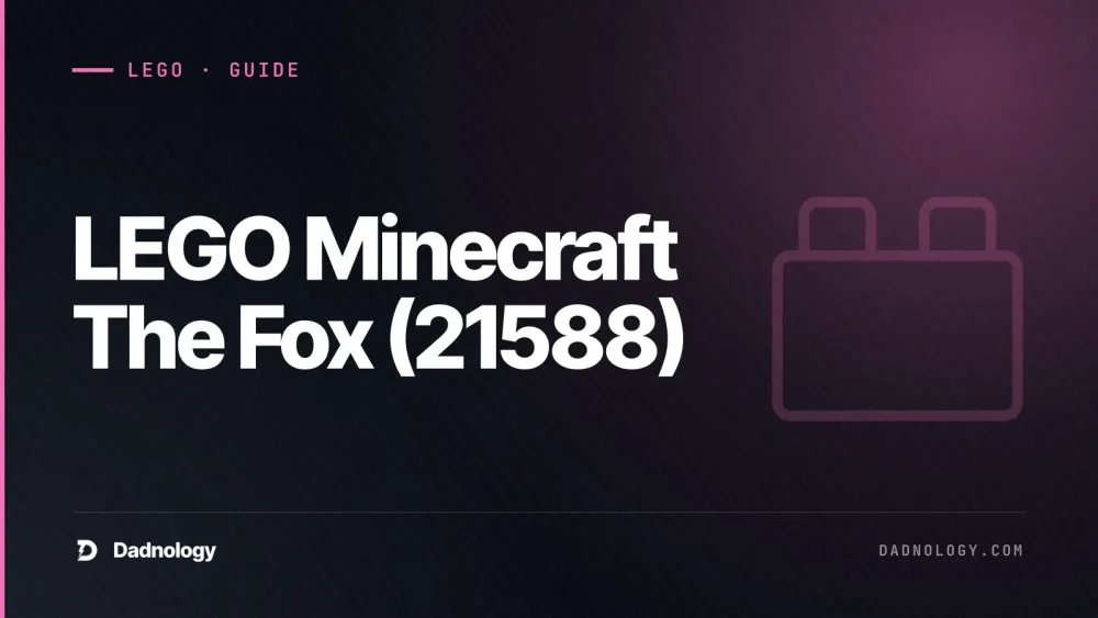 Dadnology title card: LEGO Minecraft The Fox (21588) - The prettiest build