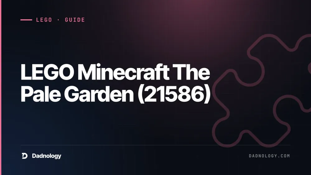 Dadnology title card: LEGO Minecraft The Pale Garden (21586) - The eerie new biome