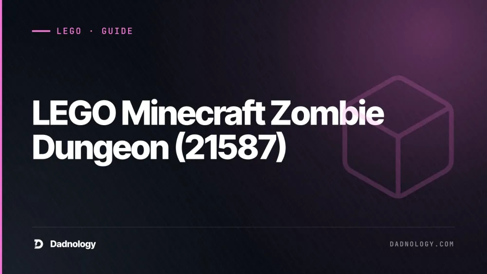 Dadnology title card: LEGO Minecraft Zombie Dungeon (21587) - A fight in a box