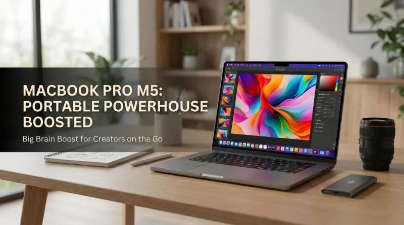 2025 MacBook Pro open on a desk, showcasing the Liquid Retina XDR display