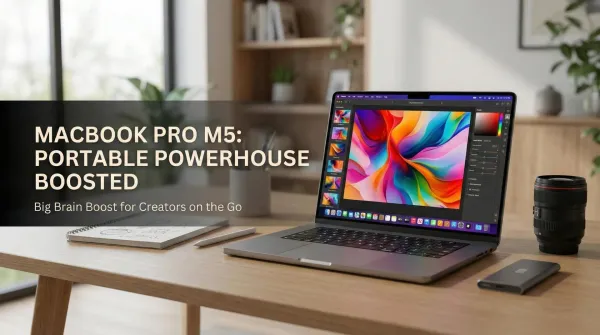 2025 MacBook Pro open on a desk, showcasing the Liquid Retina XDR display