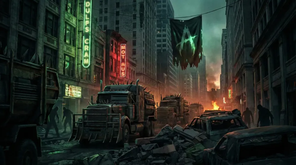 Undead Marvel heroes overrunning a city in the animated Marvel Zombies
