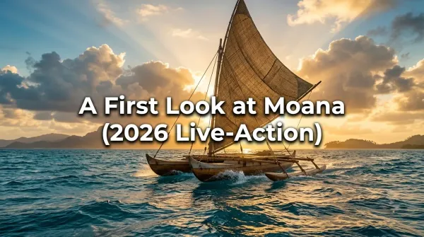 Catherine Laga'aia as Moana and Dwayne Johnson as Maui in Disney's live-action Moana