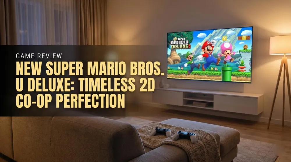Mario, Luigi, Toadette, and Nabbit sprinting and jumping across a colorful 2D Mario course
