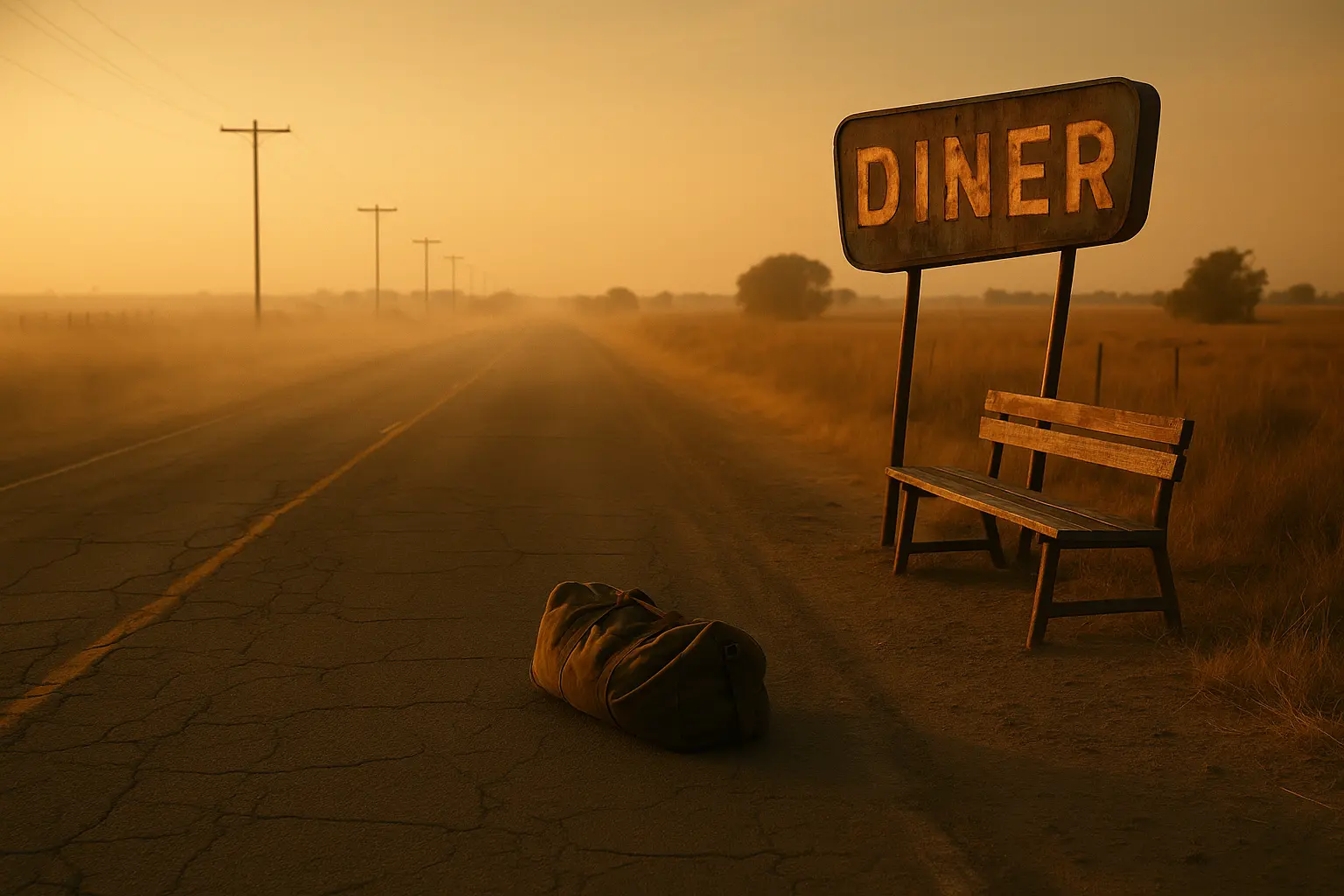 Alan Ritchson as Jack Reacher walking through a small Southern town with a duffel bag and a toothbrush