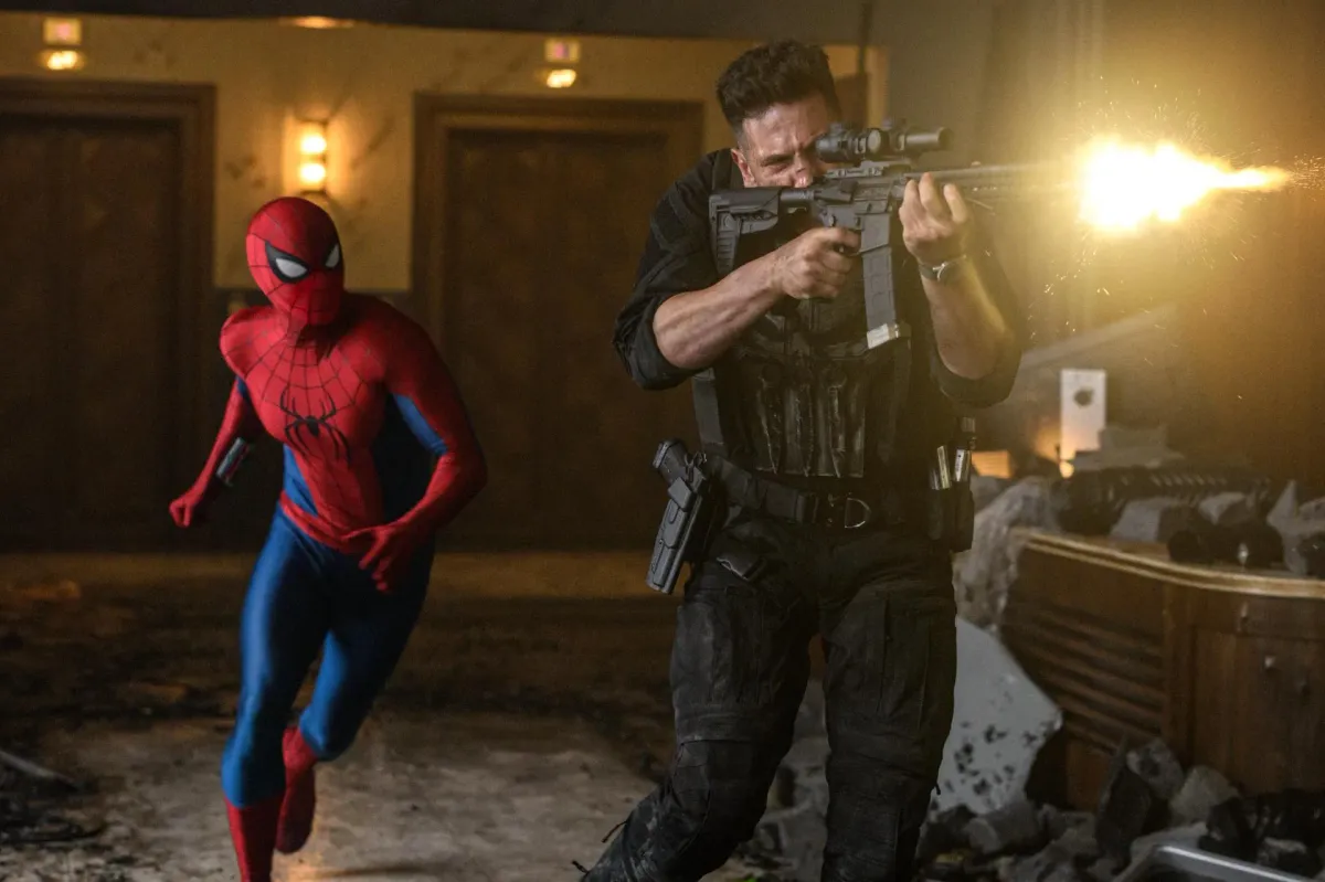 Jon Bernthal's Punisher in a firefight alongside Spider-Man in Spider-Man: Brand New Day