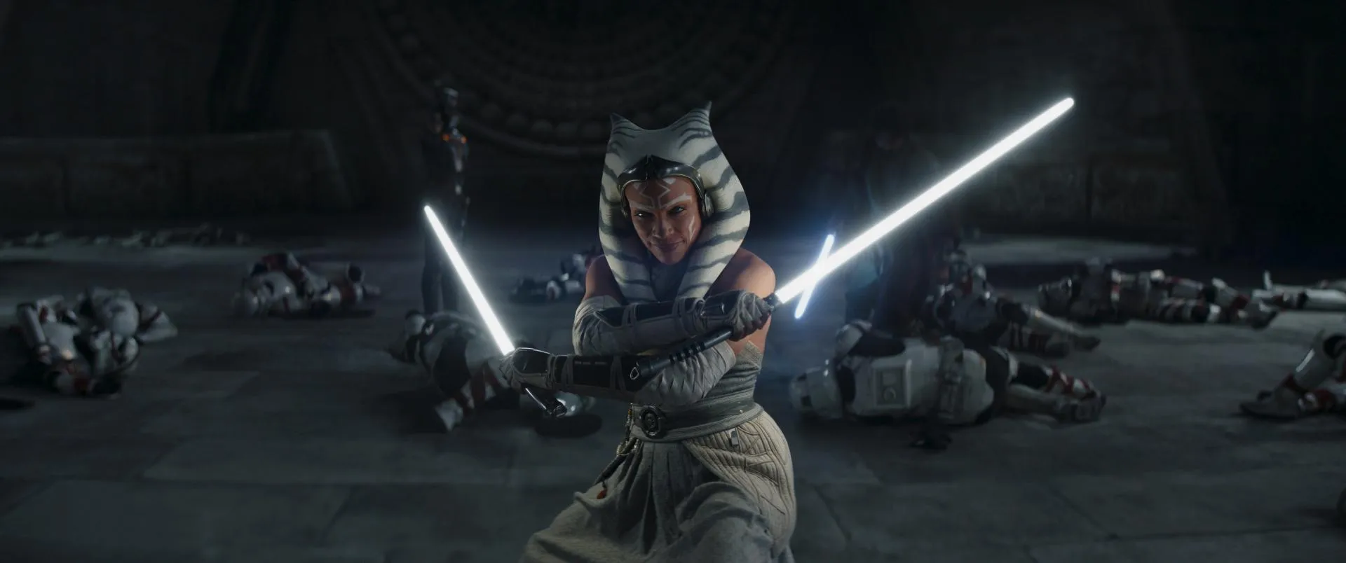 Sabine Wren, Ahsoka Tano and Ezra Bridger with Night Troopers in the Star Wars Ahsoka series