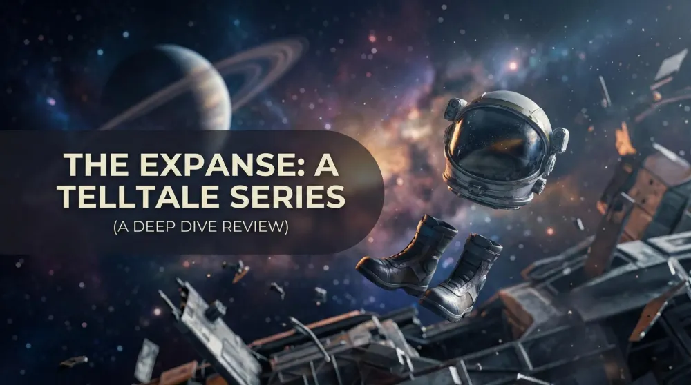 Camina Drummer floating in zero-g in The Expanse Telltale Series