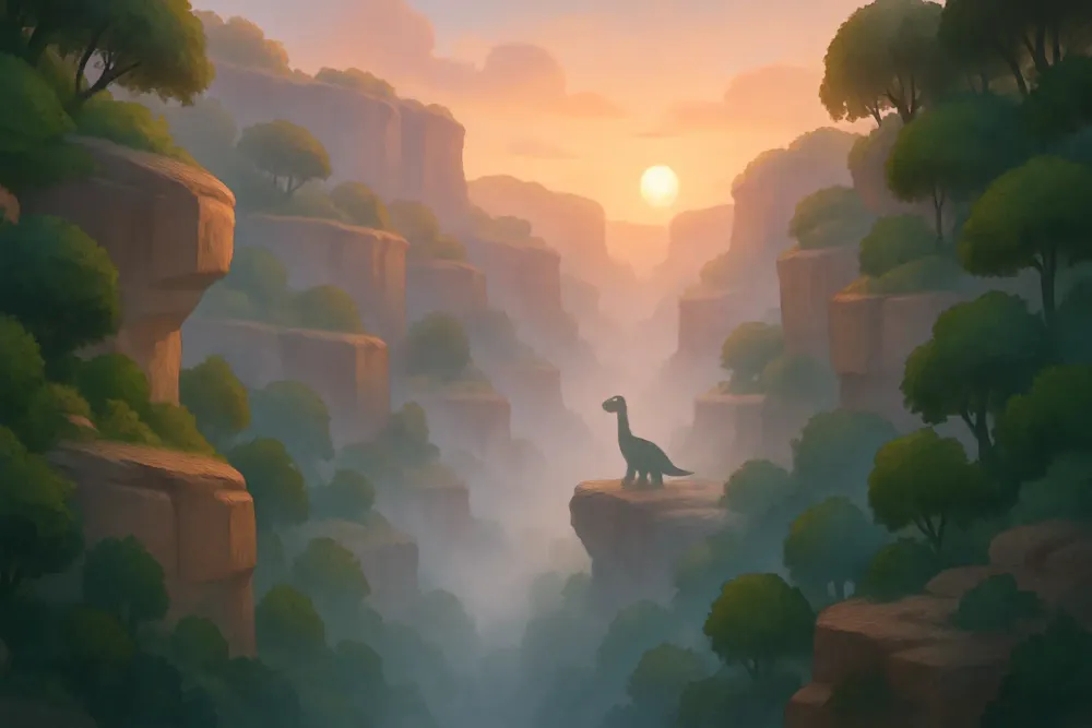 Arlo the young Apatosaurus and his human friend Spot in The Good Dinosaur