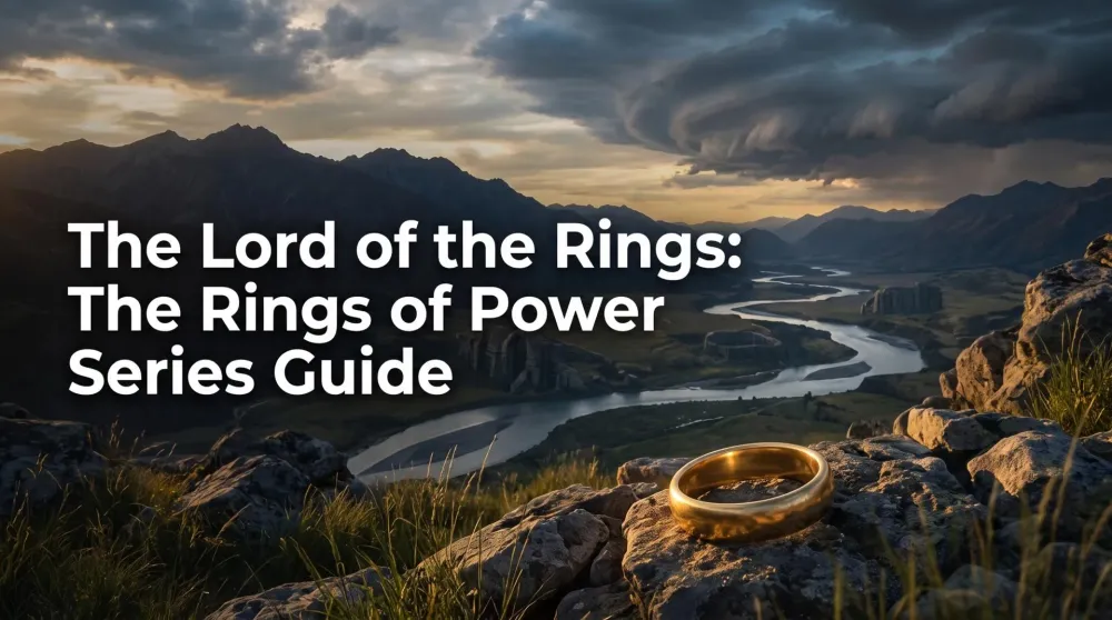 Galadriel in armour overlooking a Second Age battlefield in The Rings of Power