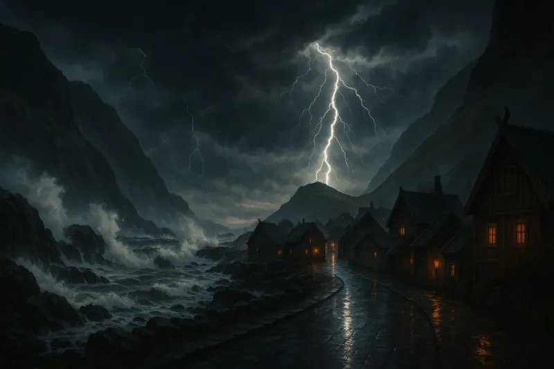 Thor wielding Stormbreaker with lightning around him