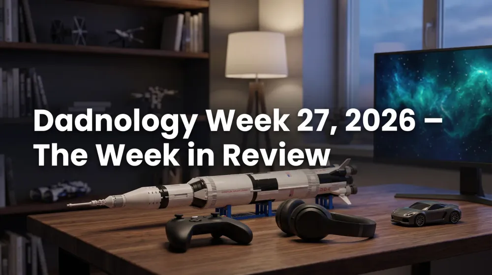 Dadnology Week 27 2026 collage — Silo Season 3 on Apple TV, Project Hail Mary on Prime Video, Assassin's Creed Black Flag Resynced, and new LEGO Star Wars and Technic sets