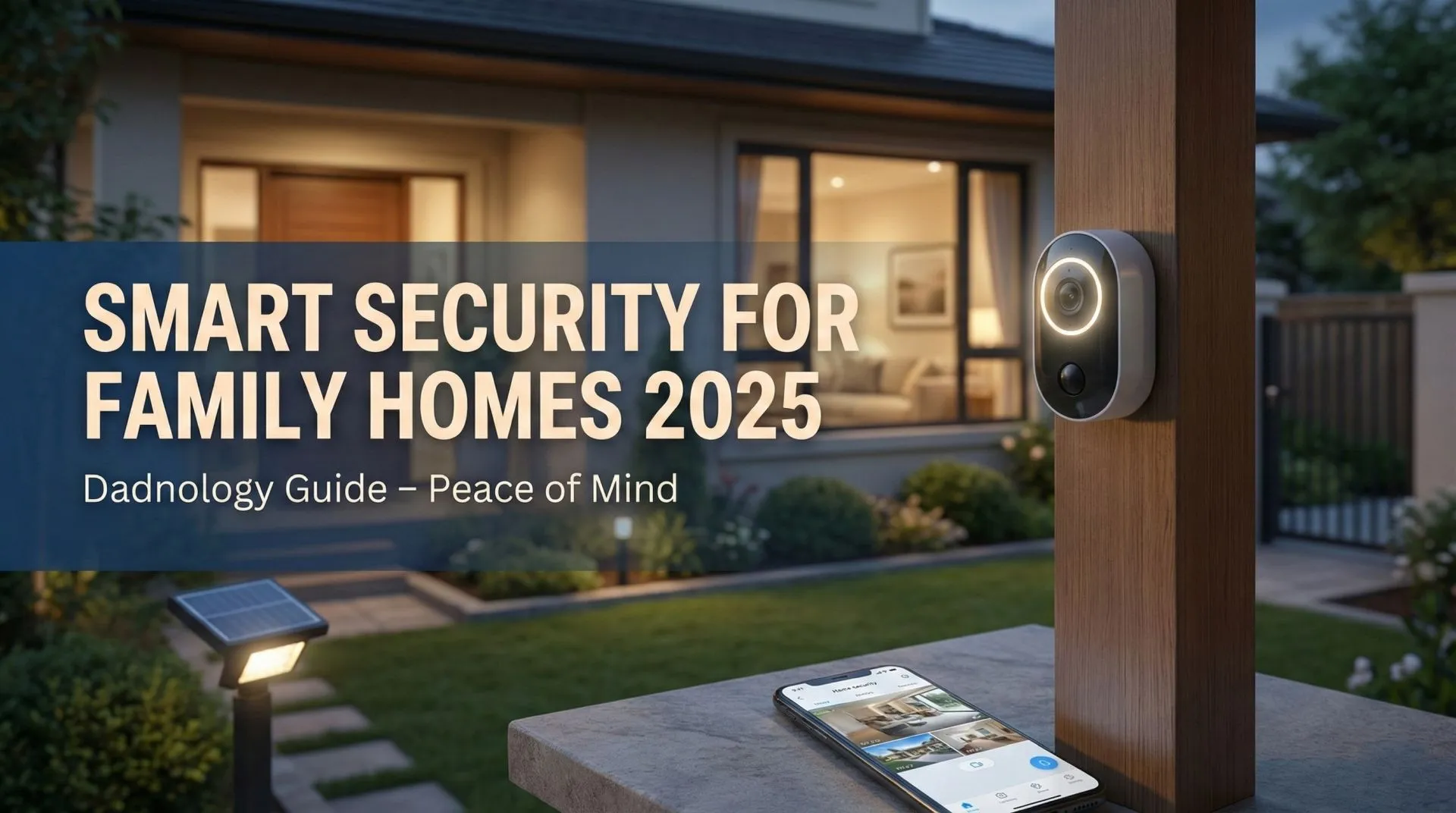 Best Smart Security Camera Systems for Families in 2025 Modern smart security cameras watching over a family home at dusk